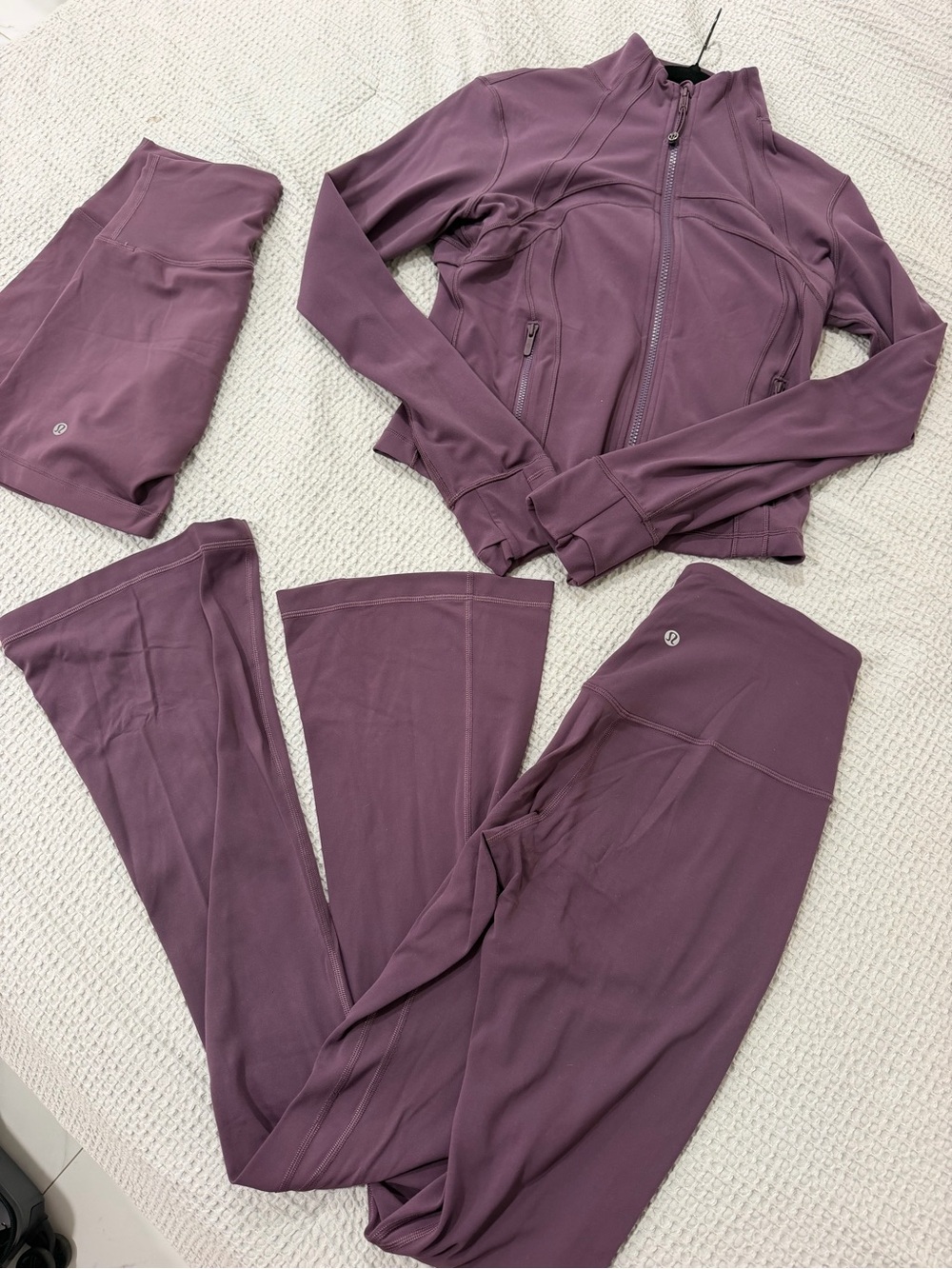 lululemon athletica Women’s Plum Zip-Up Jacket & Leggings and Short Set